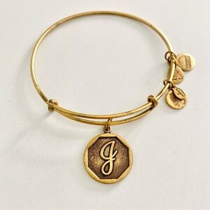 Alex and Ani Gold Charm Initial J Bangle Bracelet